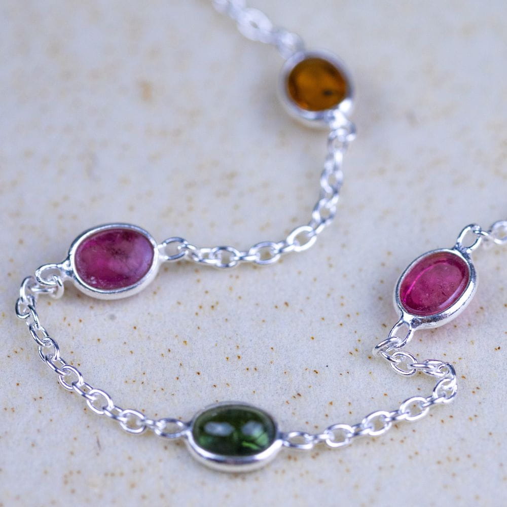 RIO Bransoletka srebrna turmalin owale 1,44 ct