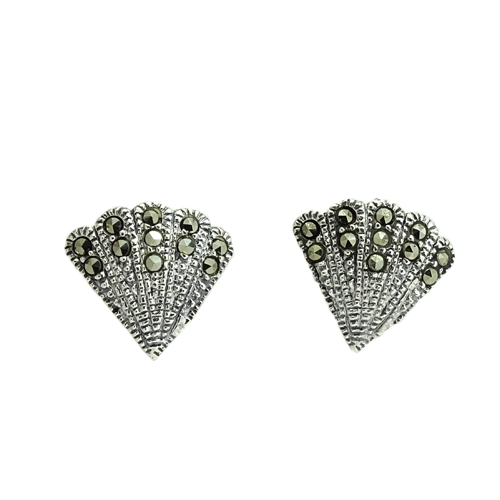 VILDE Srebrne kolczyki z markazytami, wachlarze