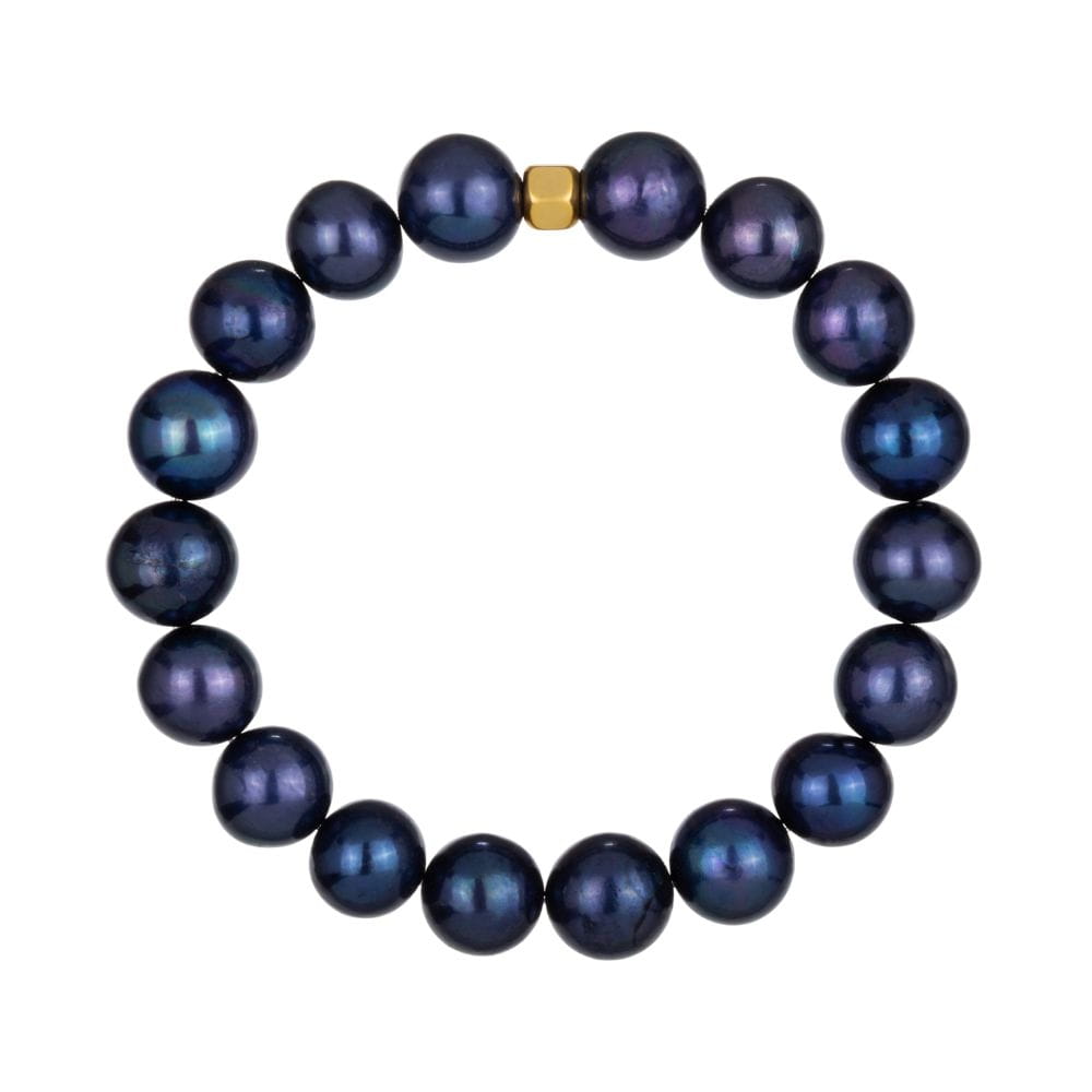 TAHA Bransoletka czarne naturalne perły okrągłe 10 mm