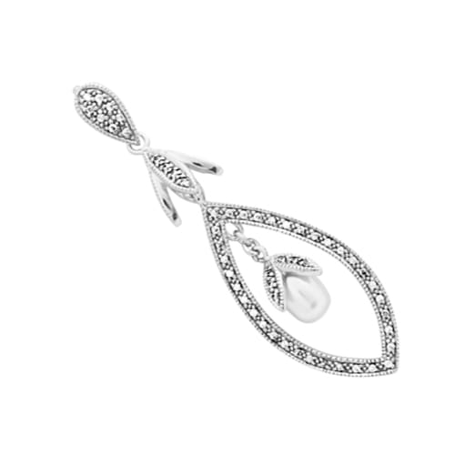 PERŁOWE KWIATY Srebrny wisiorek z perłą i cyrkoniami