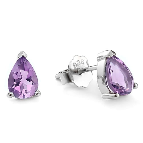 LILU 7 Srebrne kolczyki z ametystami małe sztyft 1,3 ct.
