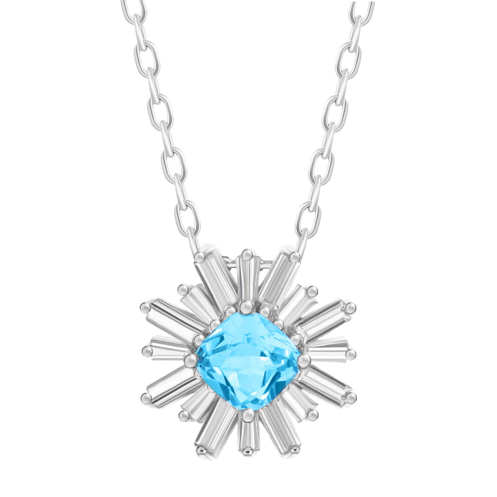 XARA Srebrny naszyjnik, wisiorek blue topaz, celebrytka 2,7 ct.