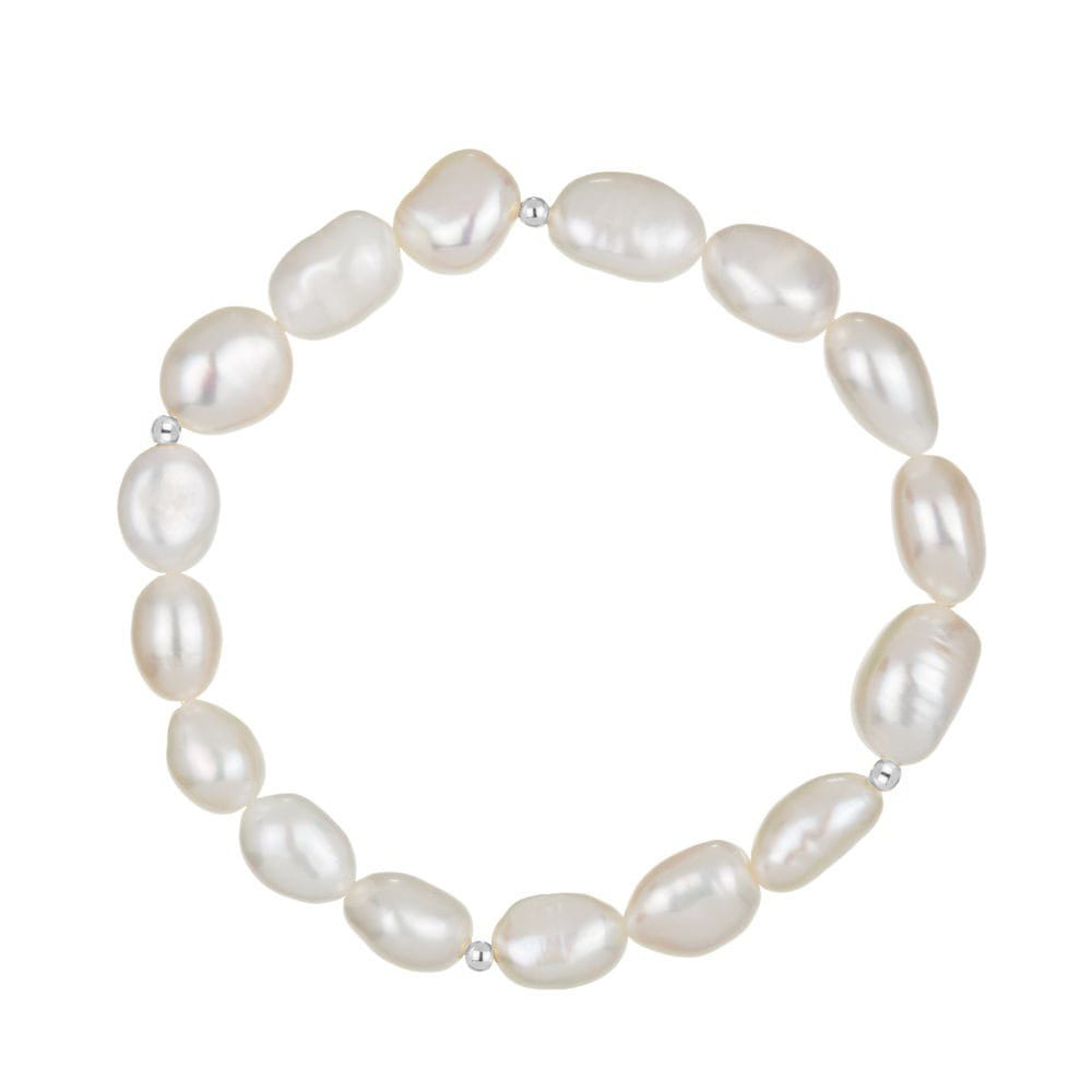 CRISTA Bransoletka białe naturalne perły nieregularne na gumce
