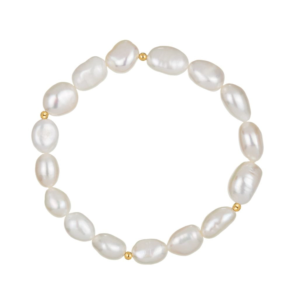 CRISTA GOLD Bransoletka białe naturalne perły nieregularne na gumce