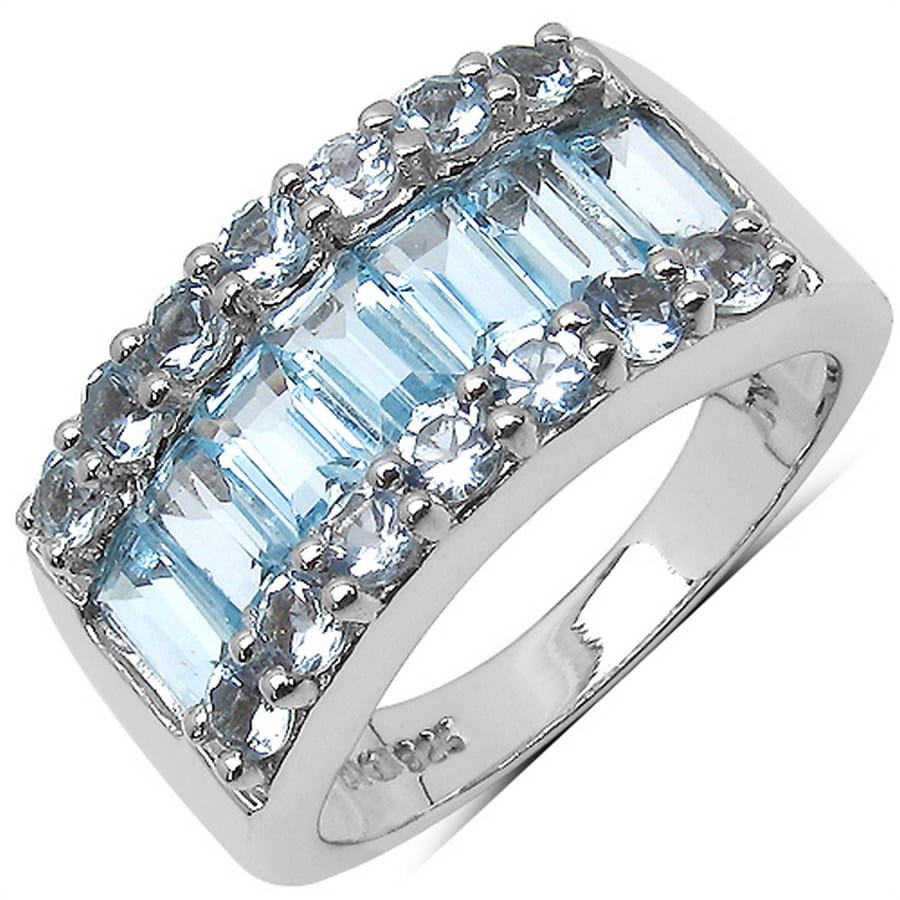 BELINDA Srebrny pierścionek obrączka blue topaz 3,5 ct
