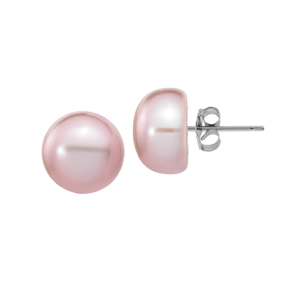 Srebrne kolczyki sztyft różowe perły