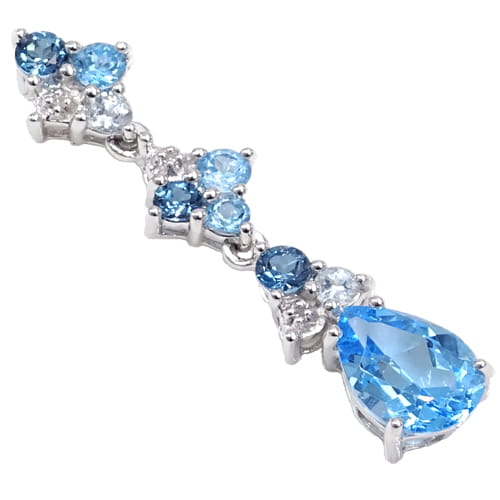 BŁĘKITNY PTAK Złoty Wisiorek z niebieskimi topazami 3 ct.