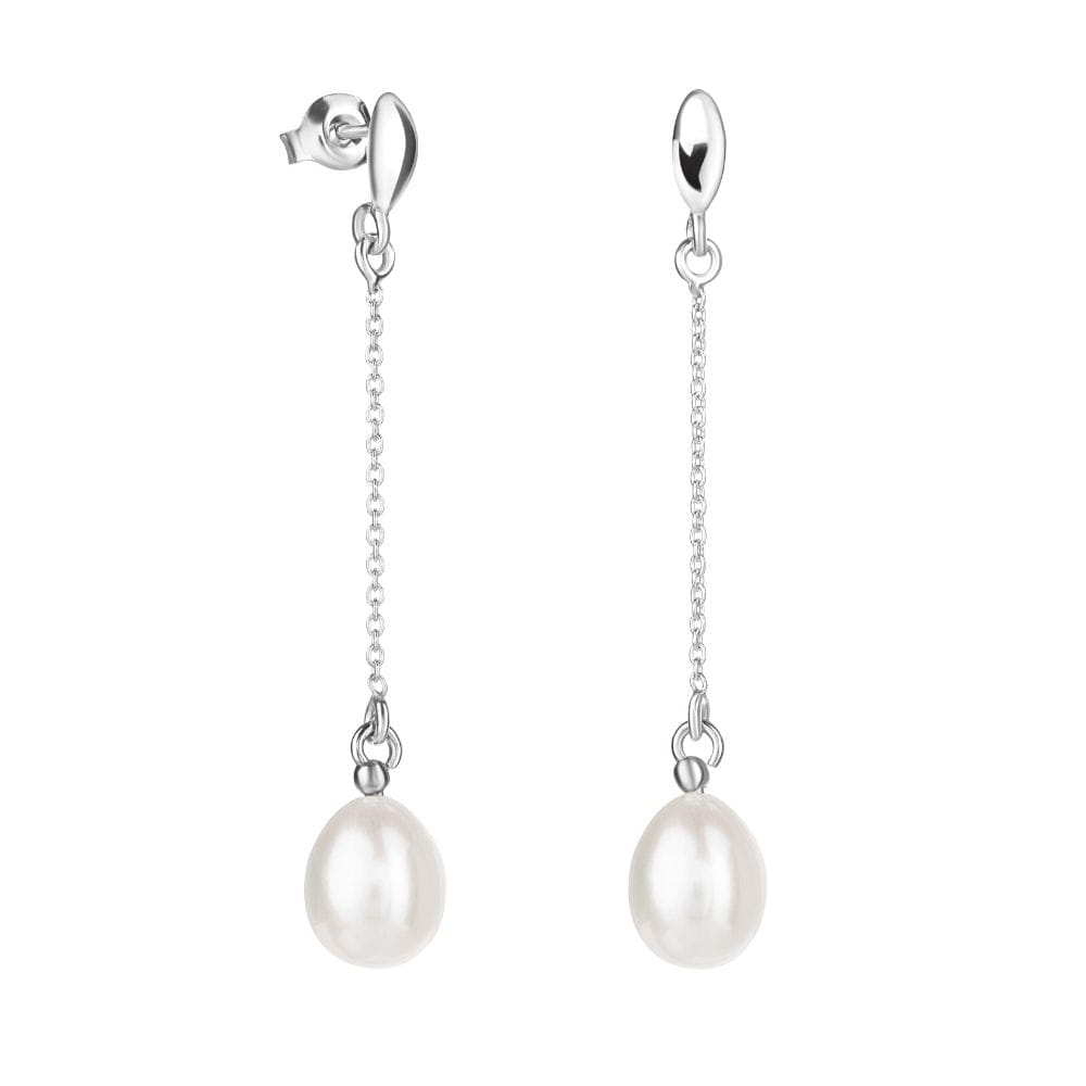 ALICE Bianco L wiszące srebrne kolczyki naturalne perły