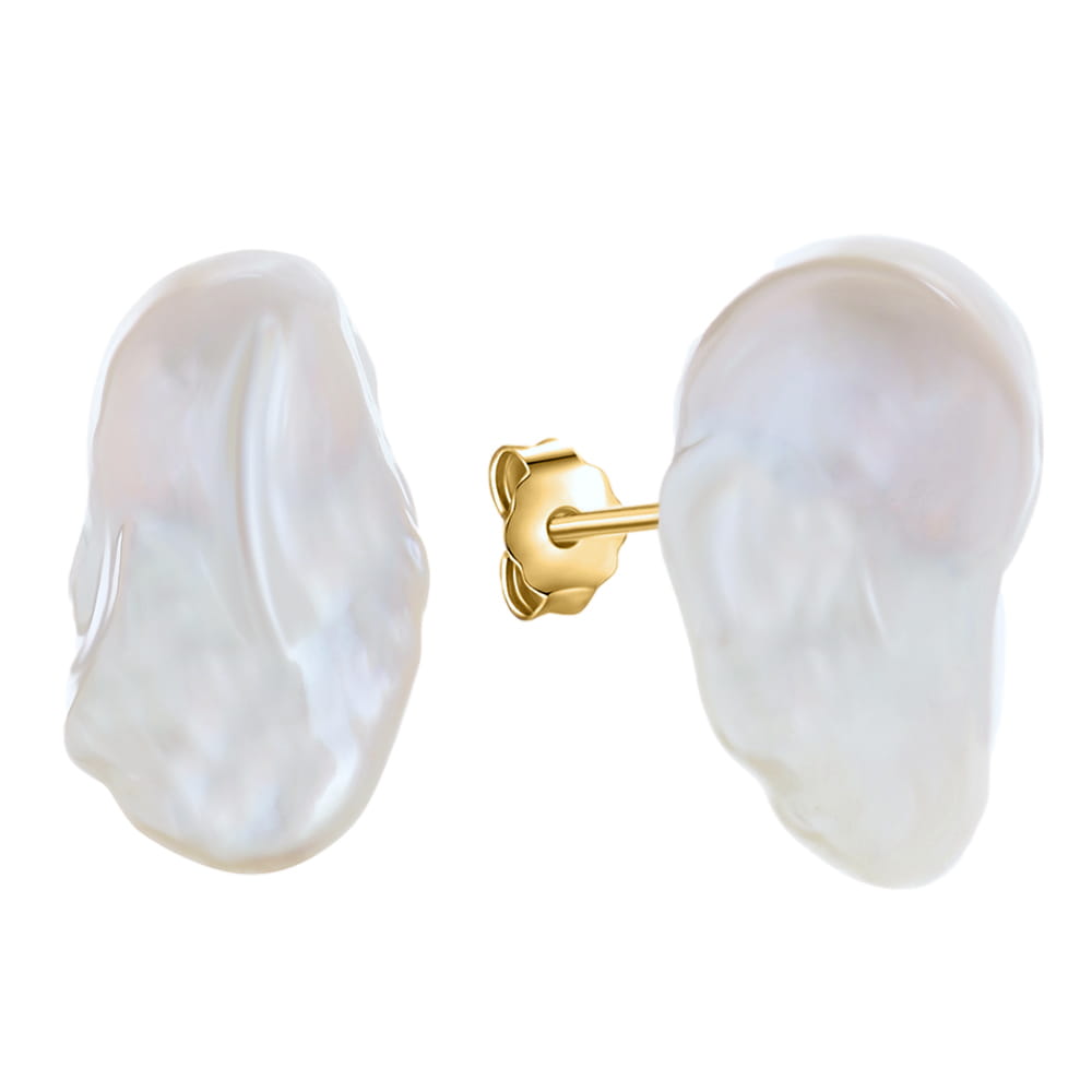 NOKO kolczyki srebrne ogromne białe perły barokowe sztyft