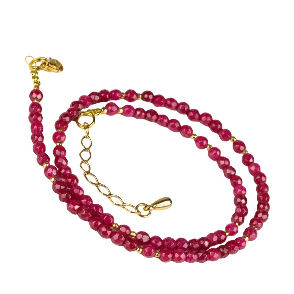 RIO Naszyjnik rubelity delikatny srebro pozłacane