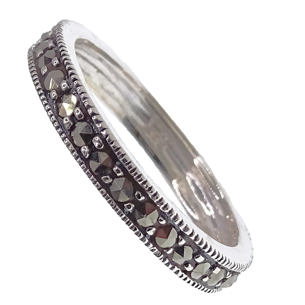 EDNA Srebrny pierścionek z markazytami, obrączka