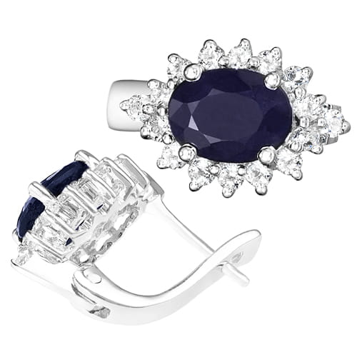 KATE Srebrne kolczyki z dużymi szafirami 3,2 ct.