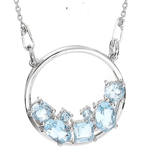 TARA Srebrny naszyjnik wisiorek blue topaz celebrytka 2,1 ct.