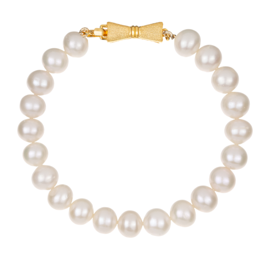 LAMAR Bransoletka białe naturalne perły okrągłe