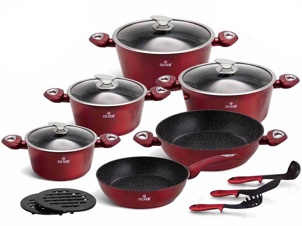 Garnki marmurowe Zilner ZL 8516 Indukcja zestaw garnków marmurowych