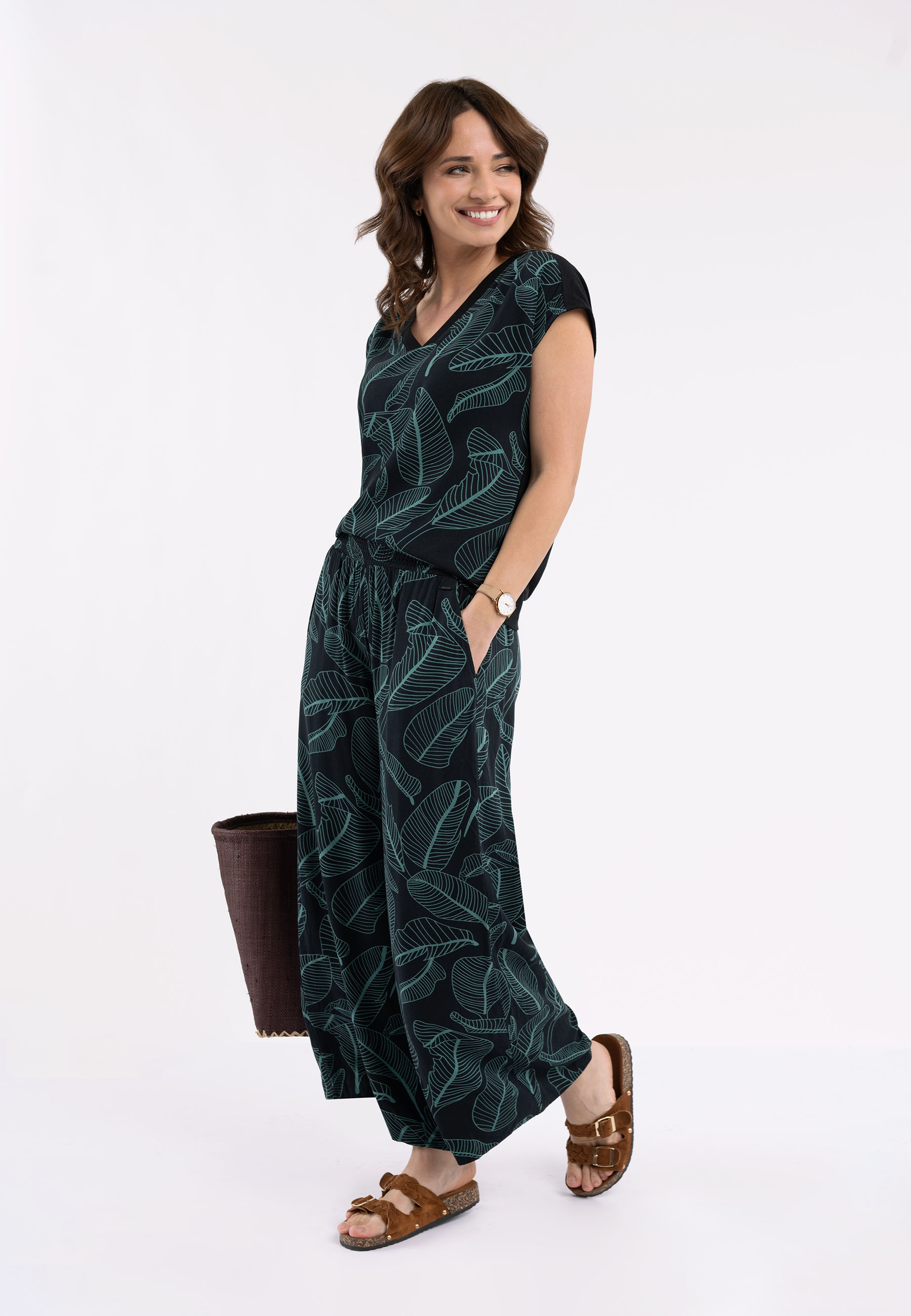 Spodnie z szerokimi nogawkami R-PALMOS