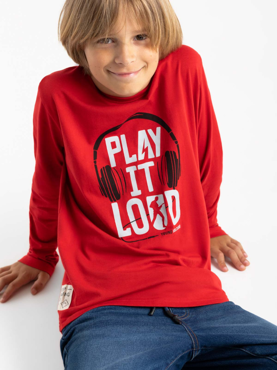 Bluzka chłopięca z długim rękawem, z nadrukiem z motywem muzycznym L-LOUD JUNIOR