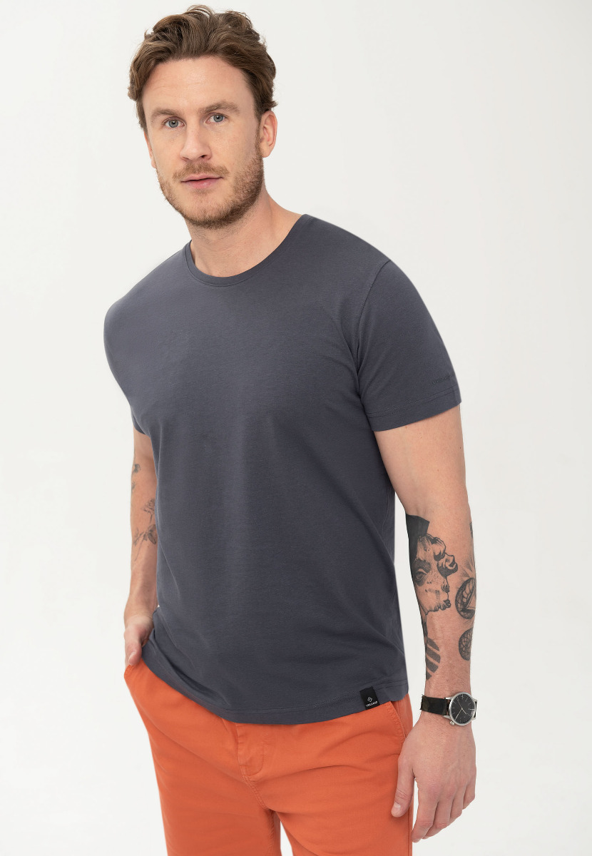 Grafitowa bawełniana koszulka męska gładka T-BASIC duże rozmiary
