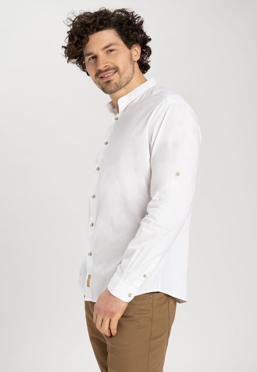 Biała koszula męska z długim rękawem K-EVERT slim fit