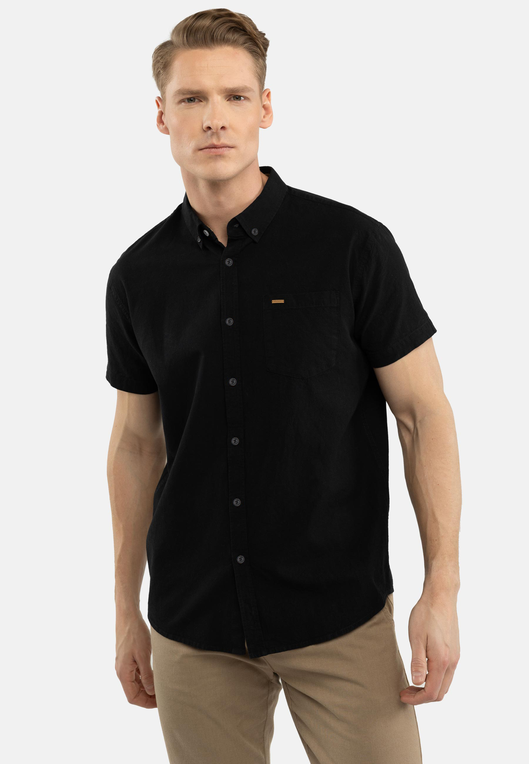 Koszula z domieszką lnu, Regular Fit, C-LIN