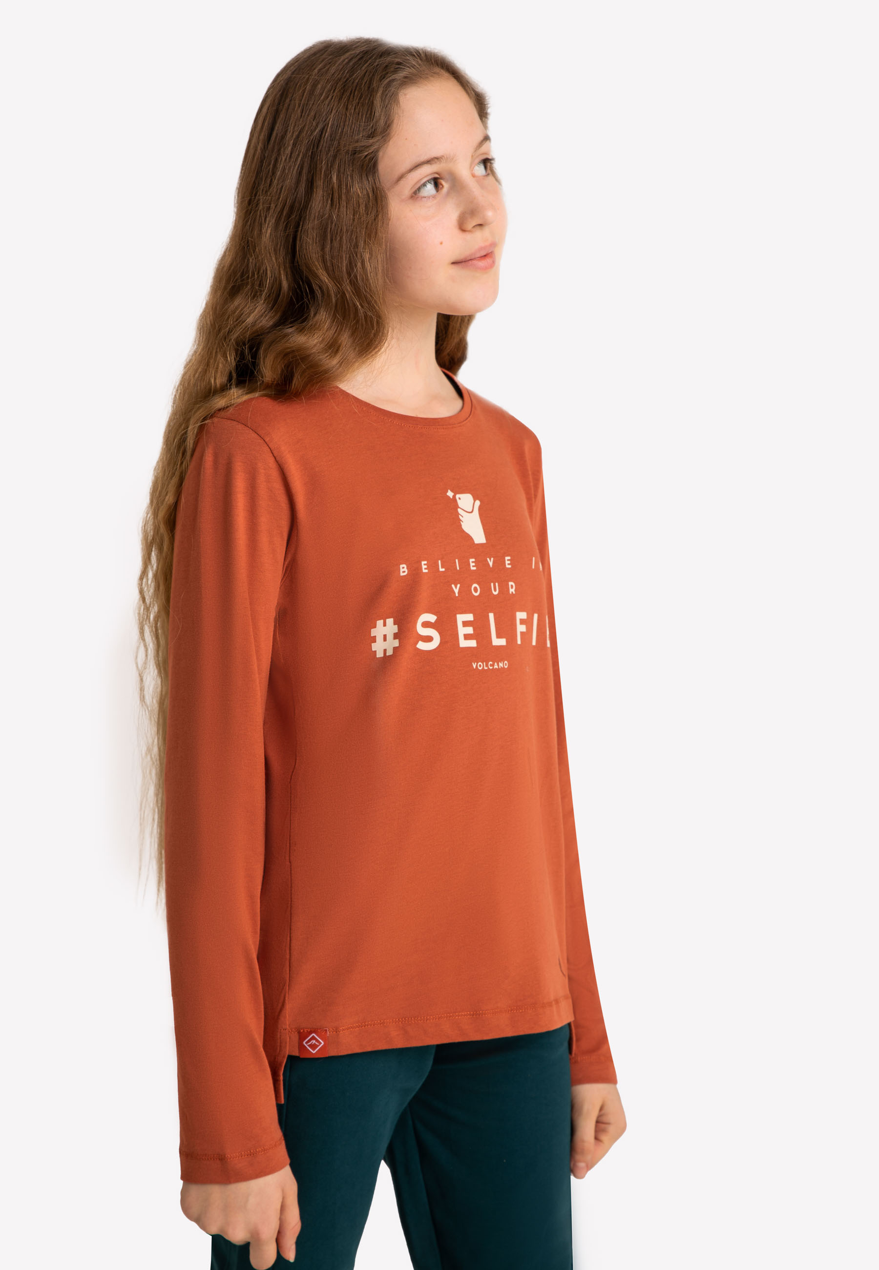 Dziewczęcy longsleeve z przedłużonym tyłem L-GLASS JUNIOR