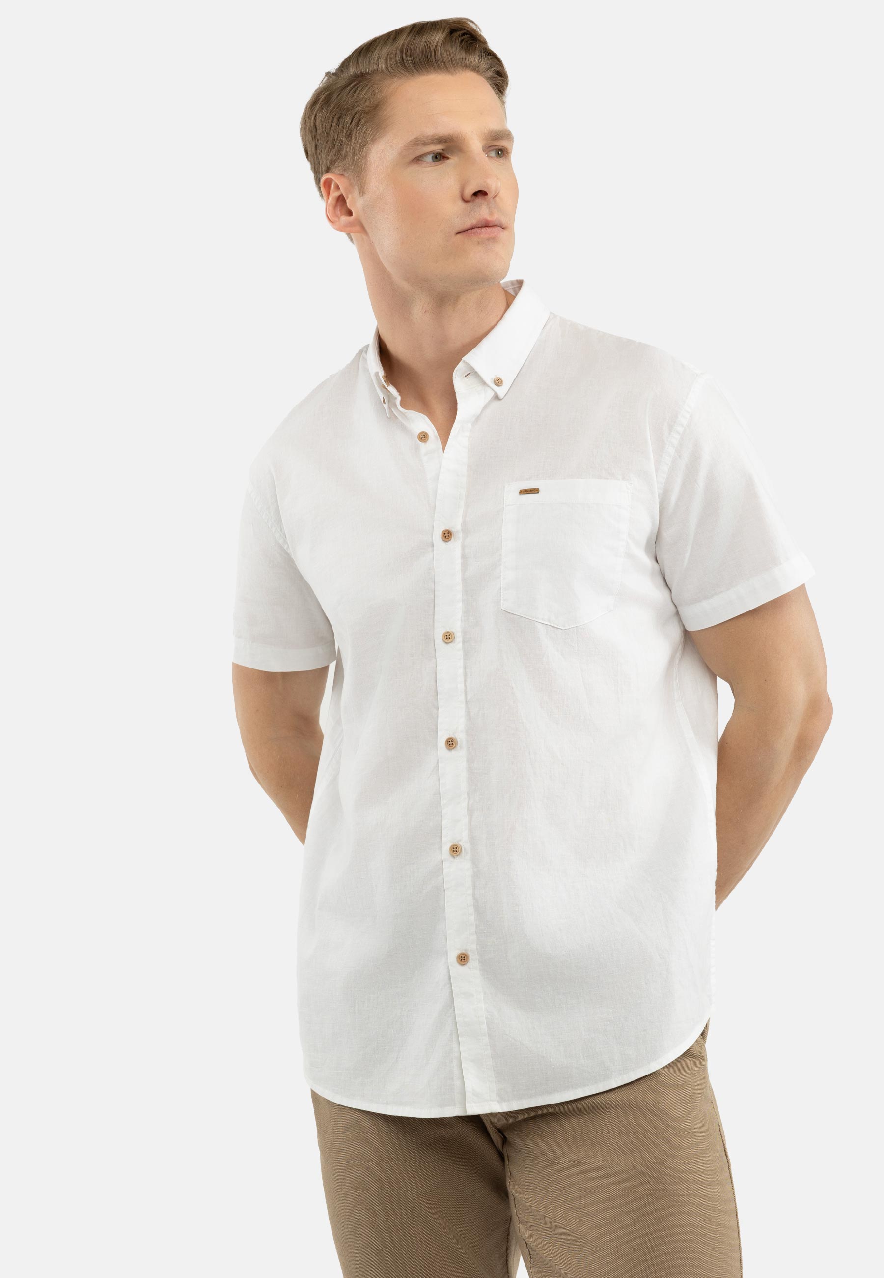 Koszula z domieszką lnu, Regular Fit, C-LIN