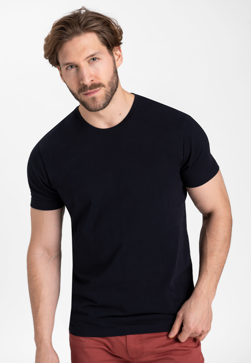 Czarna bawełniana koszulka męska gładka T-BASIC