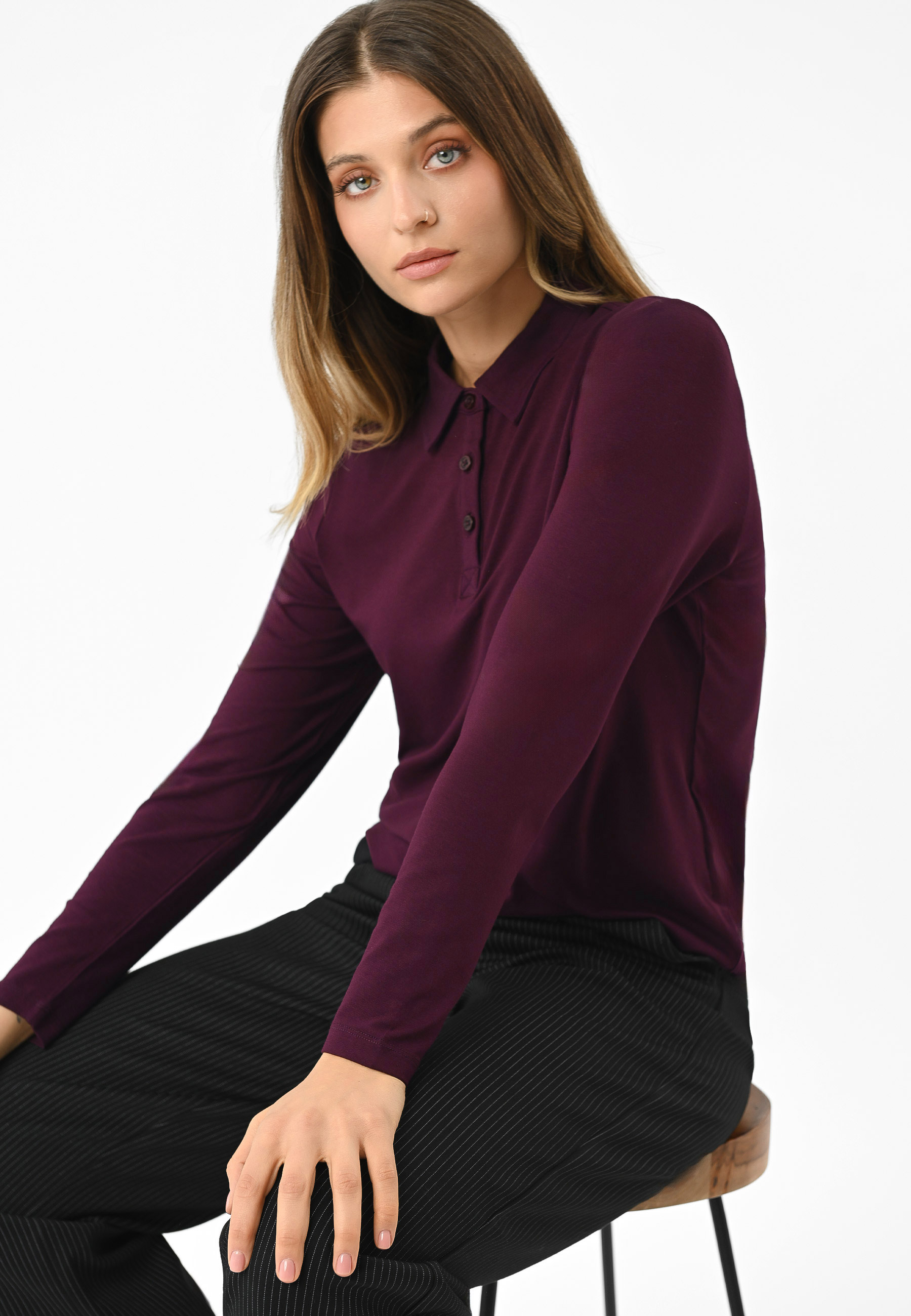 Longsleeve polo L-TOPAZ