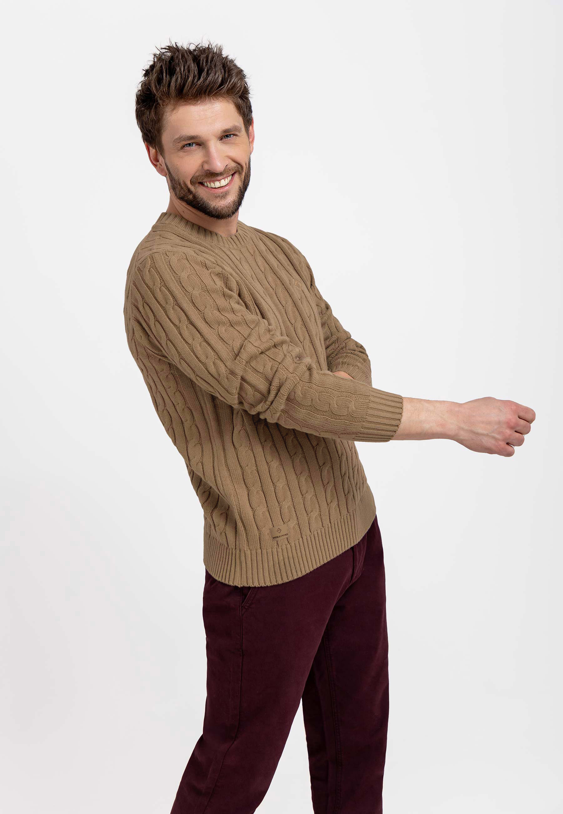 Sweter męski ze splotem S-ROBY