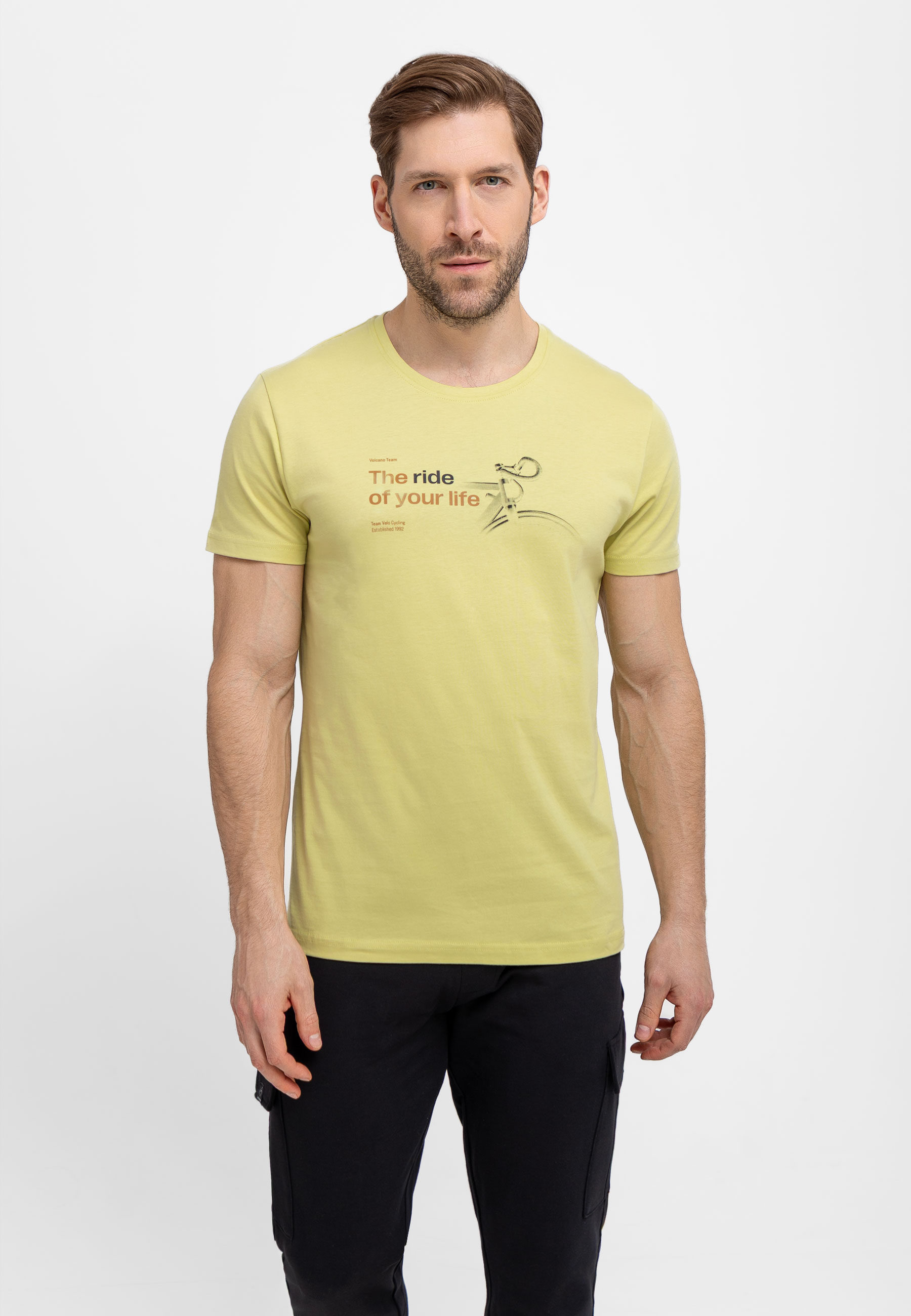 Limonkowy t-shirt z printem T-TOURING