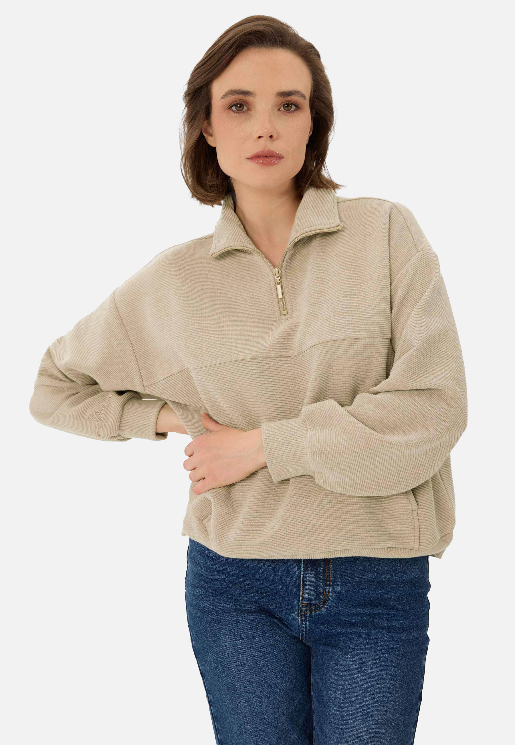 Prążkowana bluza ze stójką B-MOXI