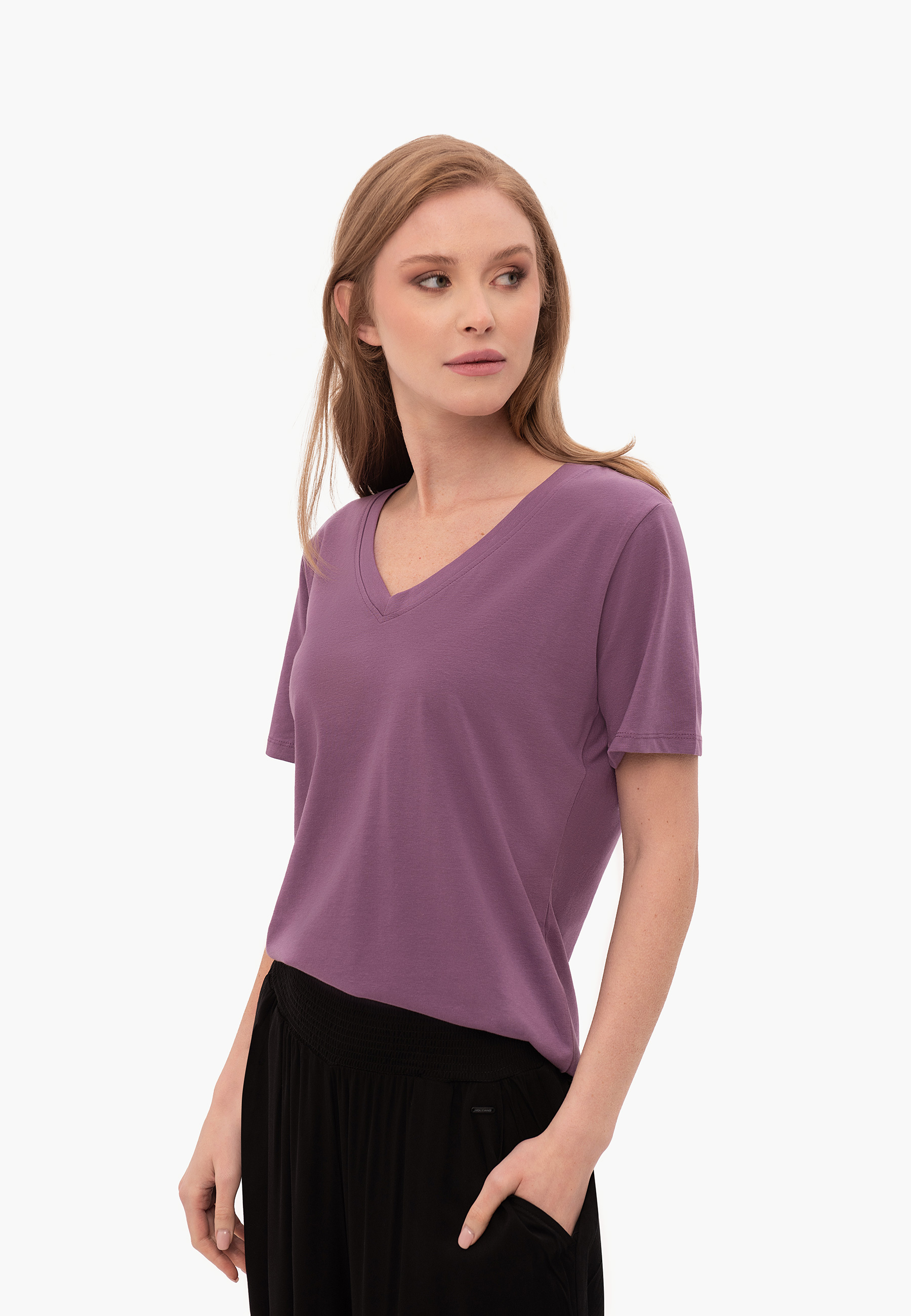 Koszulka z dekoltem w serek T-LEA