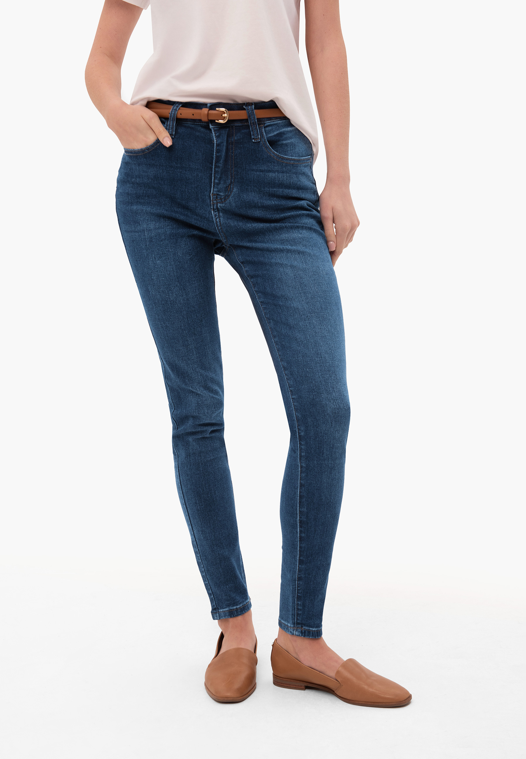 Spodnie jeansowe rurki, High skinny, D-LADY