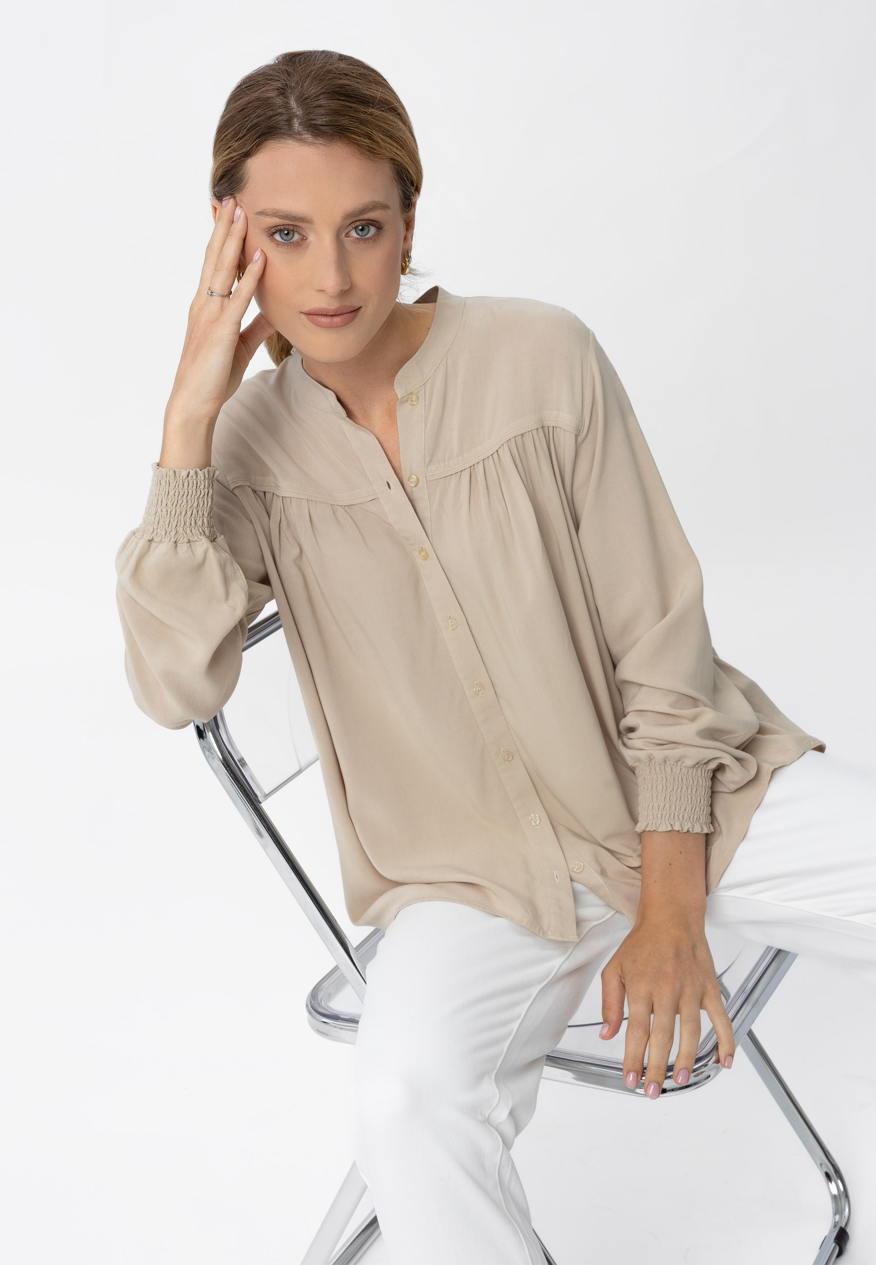 Bluzka koszulowa ze stójką K-ENET