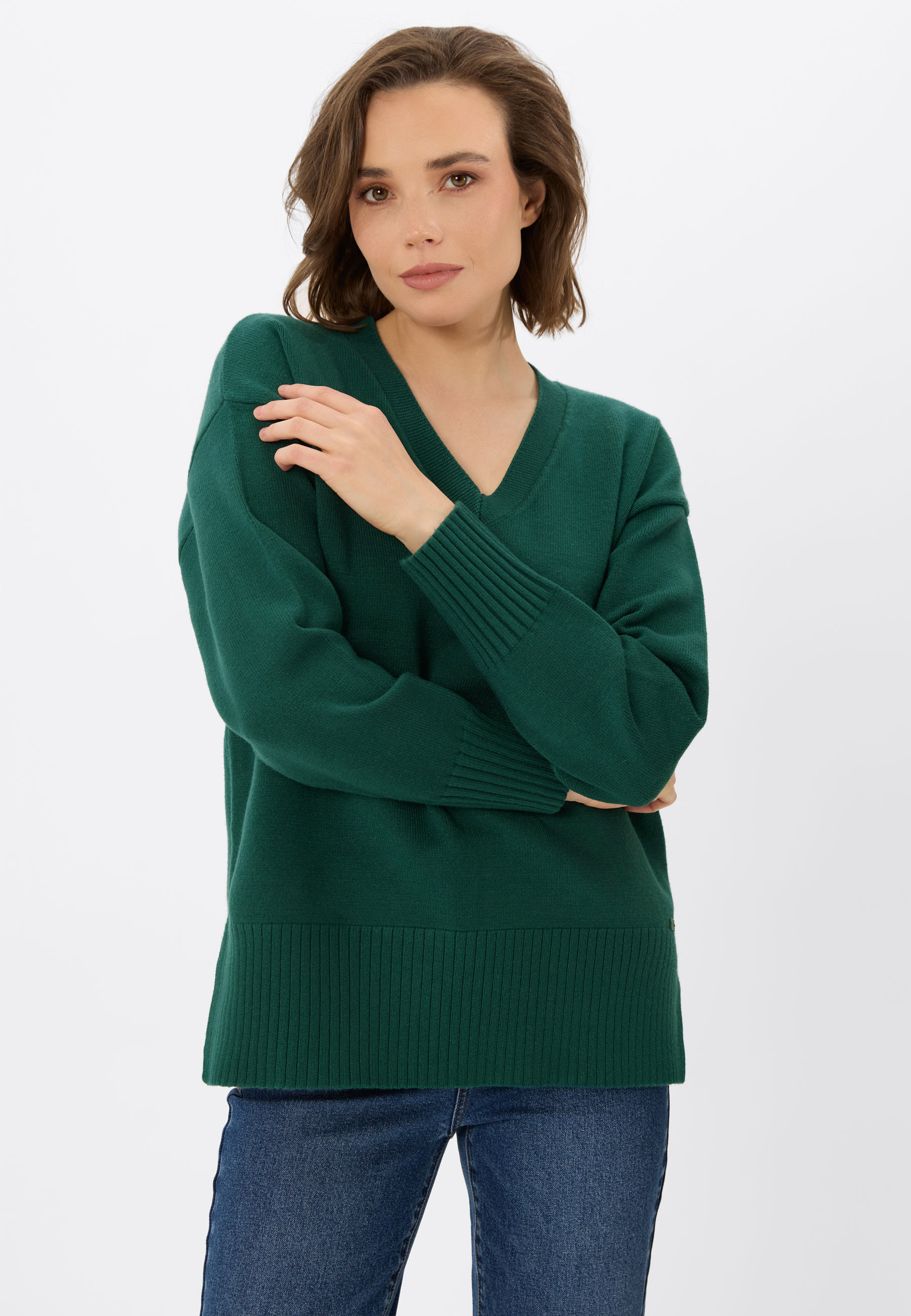 Ciepły sweter z dekoltem w serek S-NOVA