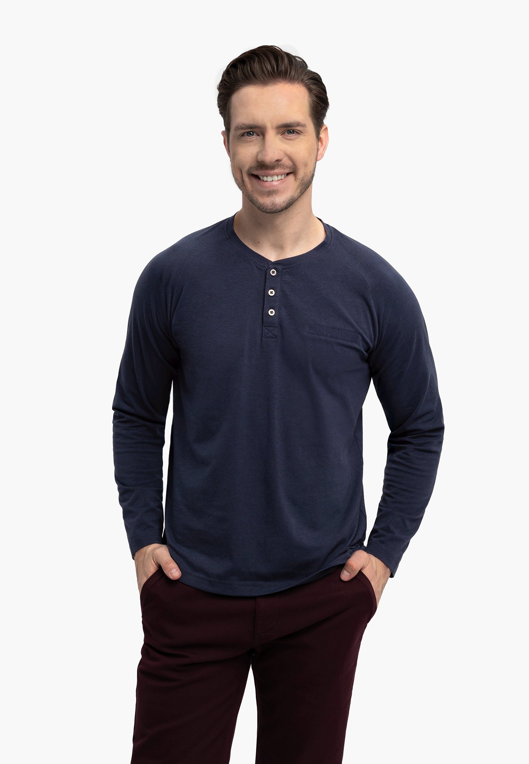 Longsleeve z dekoltem z guzikami L-CHARL