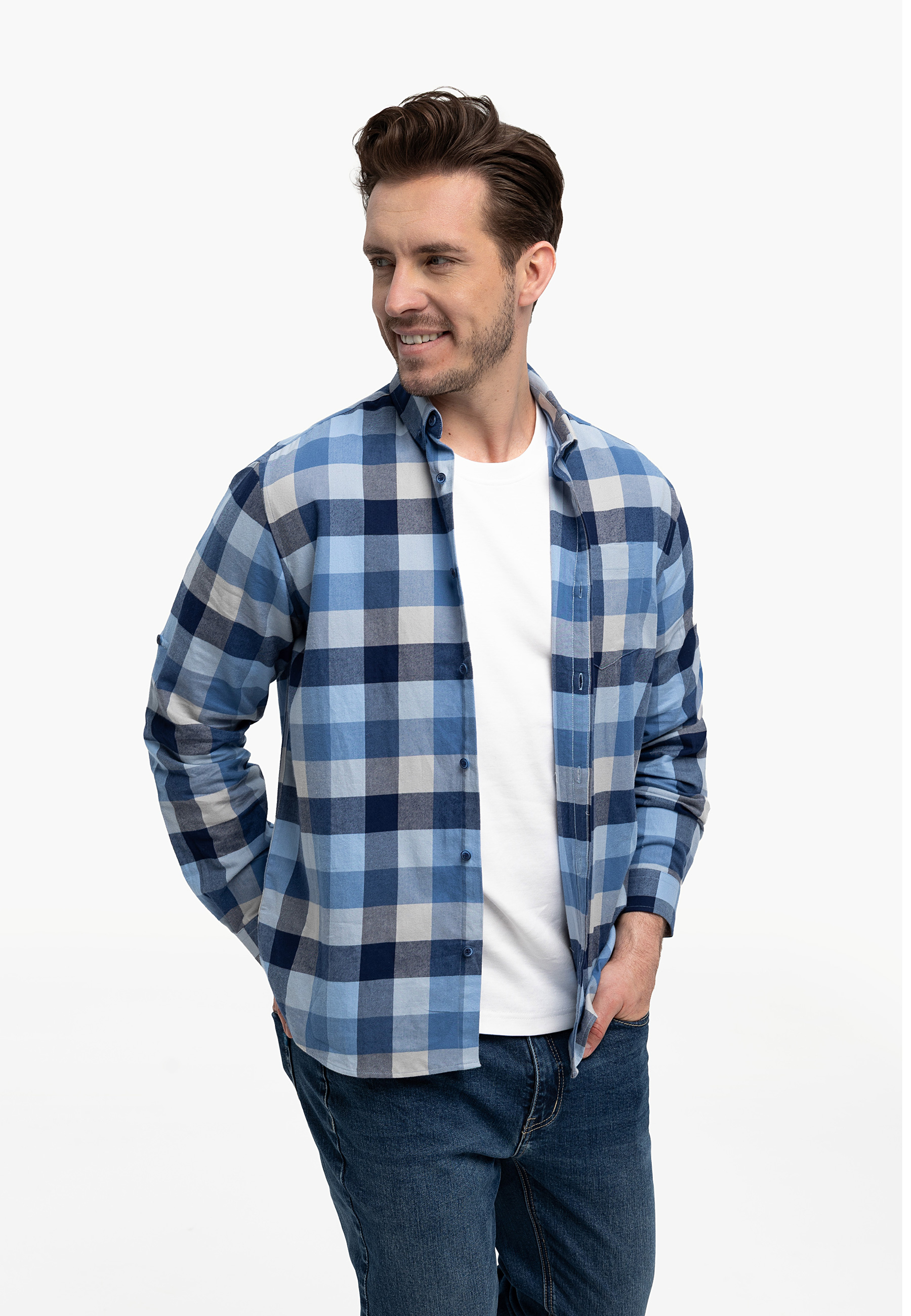 Koszula z wzorem w kratę, Regular Fit, K-VOLANS