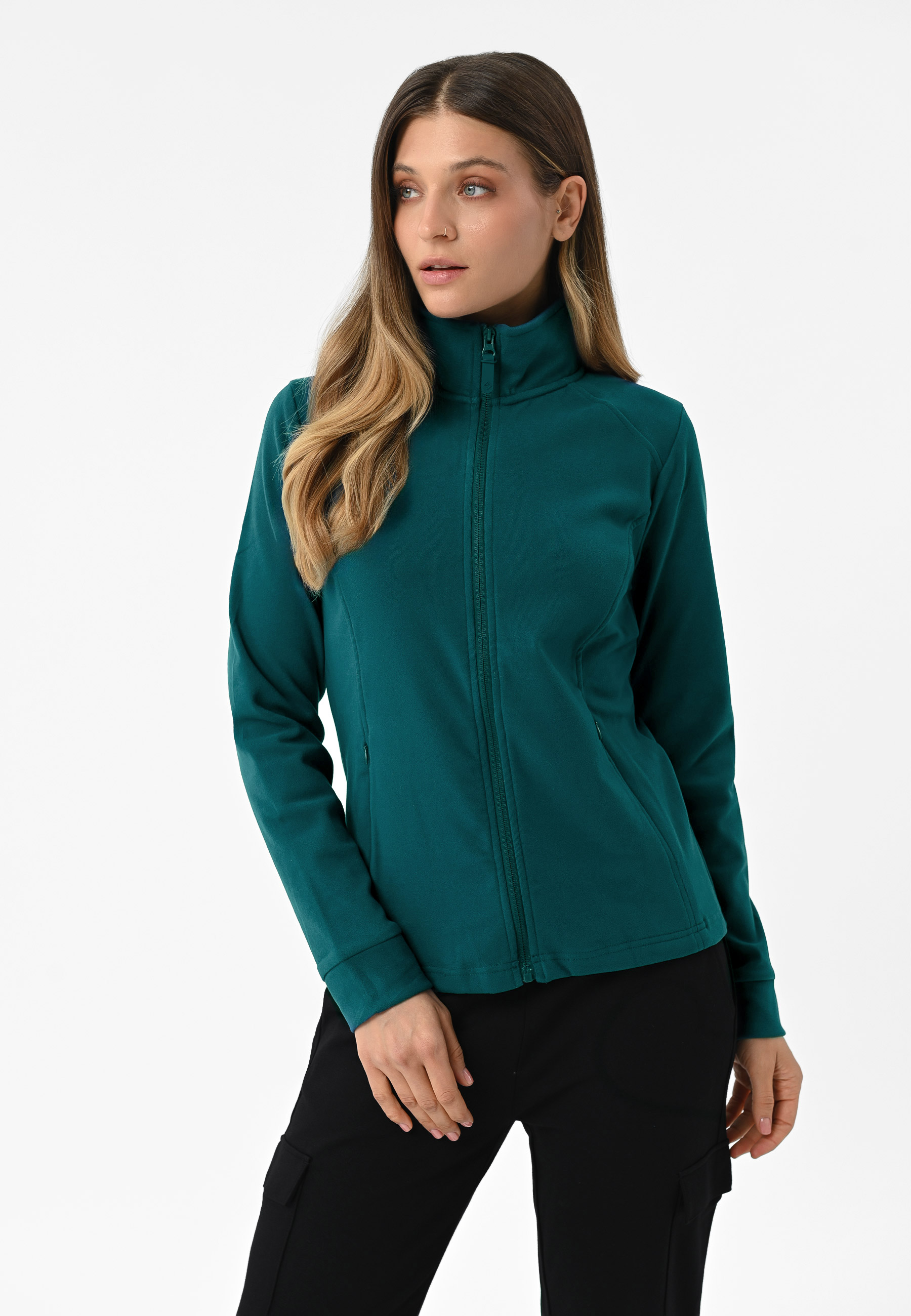 Ciemnoturkusowy, dopasowany polar F-MOYA