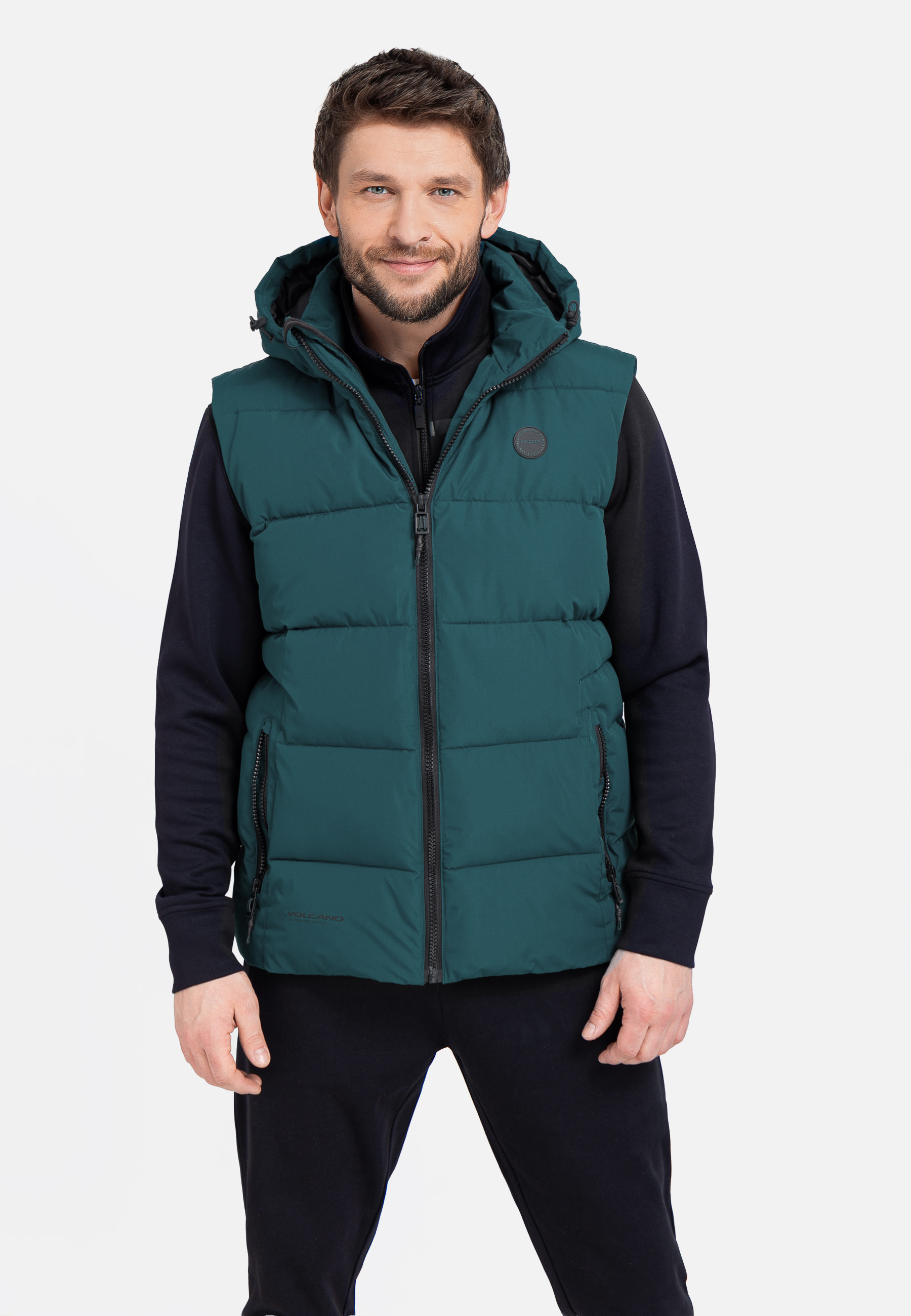 Pikowany bezrękawnik z kapturem V-EGON