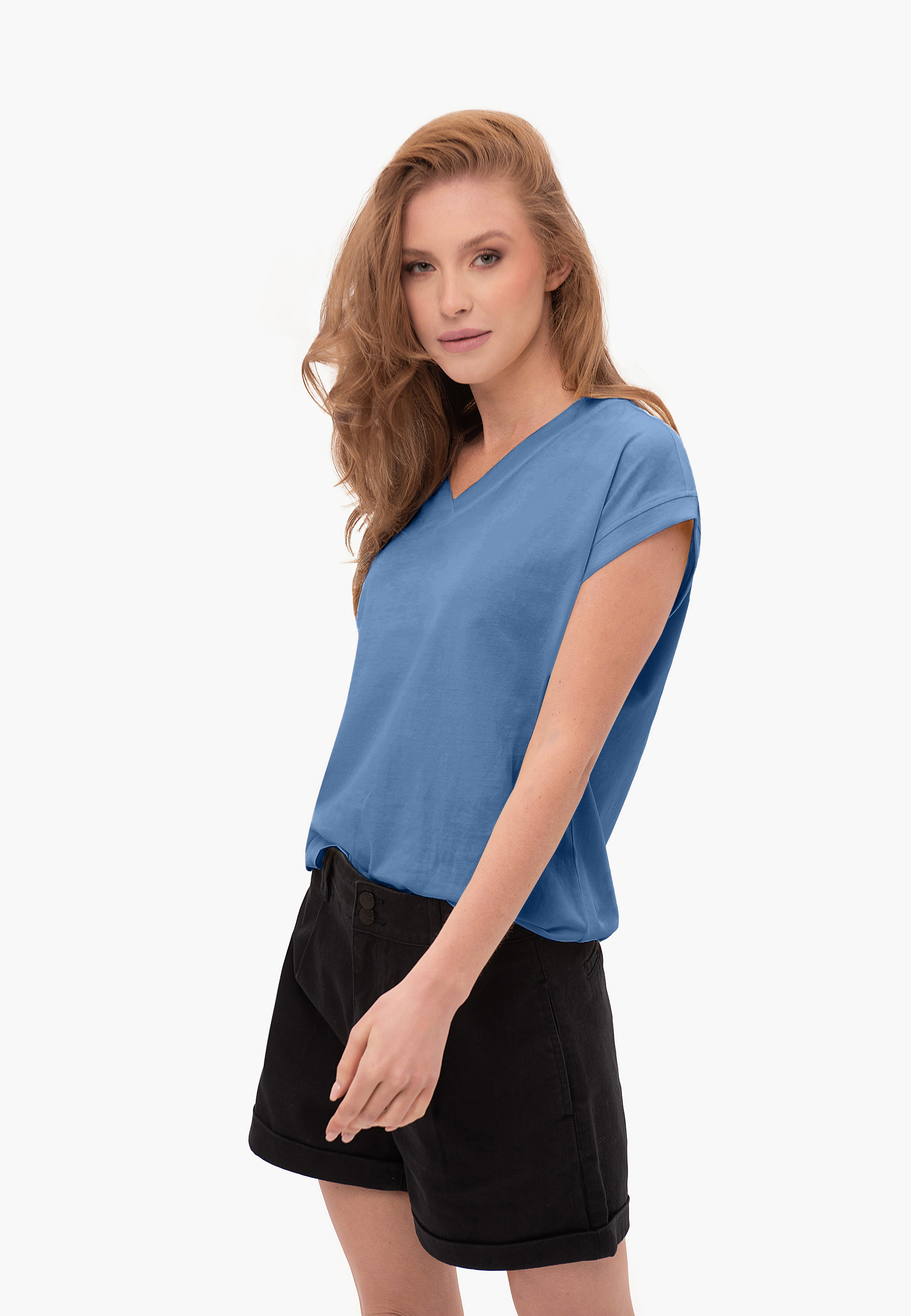 T-shirt z dekoltem V, Comfort Fit, T-SKY