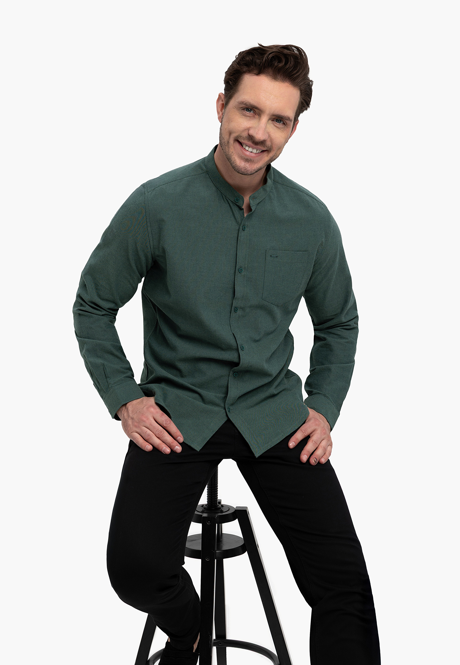 Koszula ze stójką, Slim Fit, K-LANGE