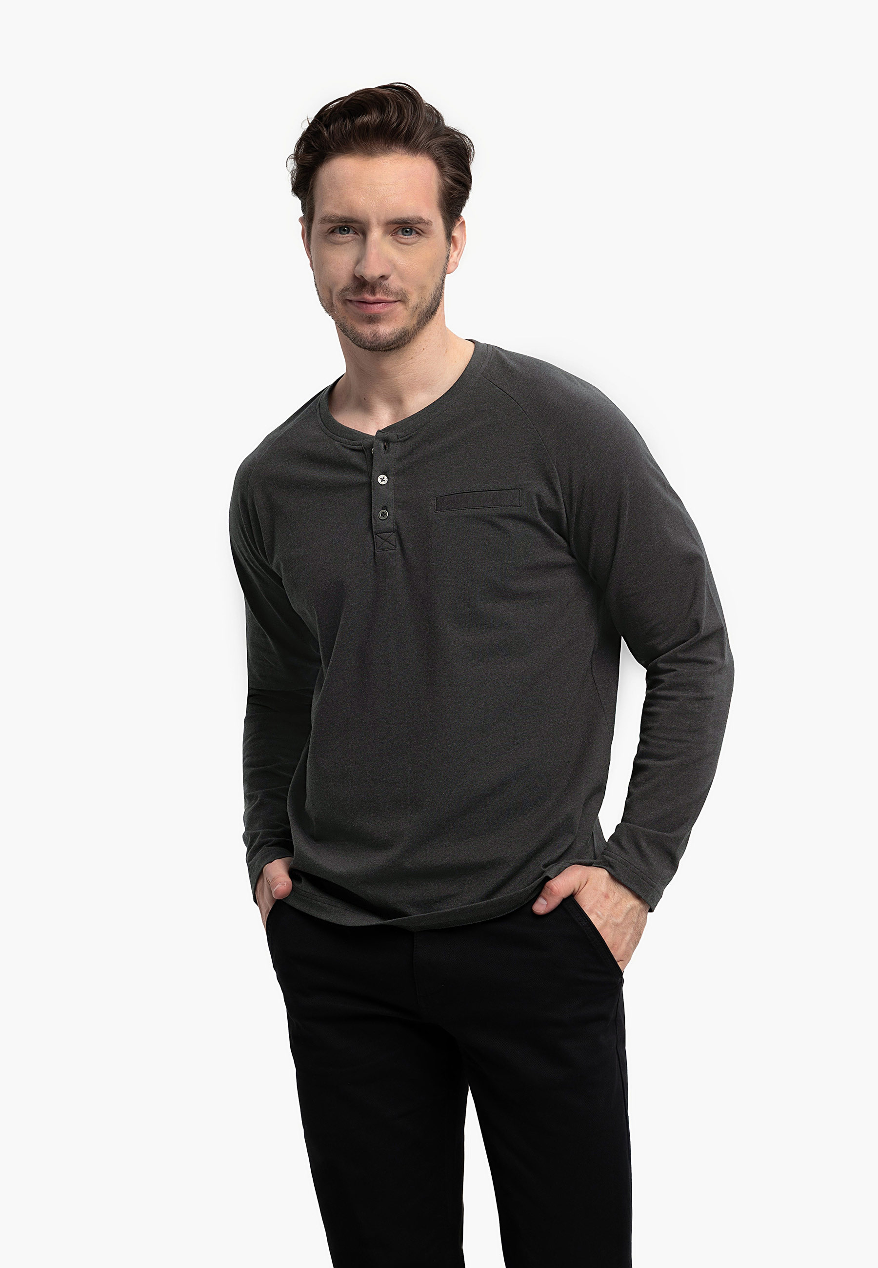 Longsleeve z dekoltem z guzikami L-CHARL