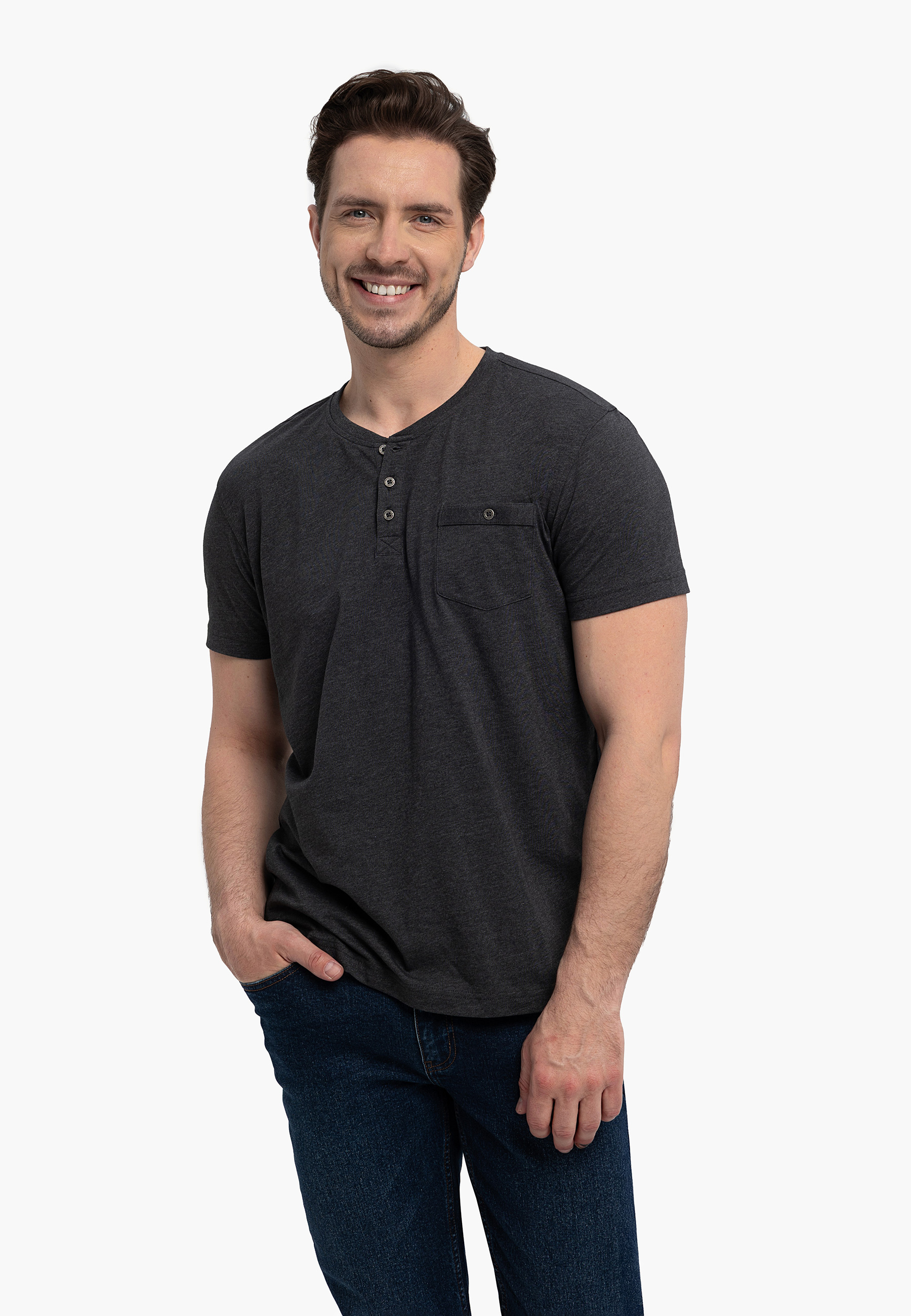 T-shirt z dekoltem na guziki T-WARU