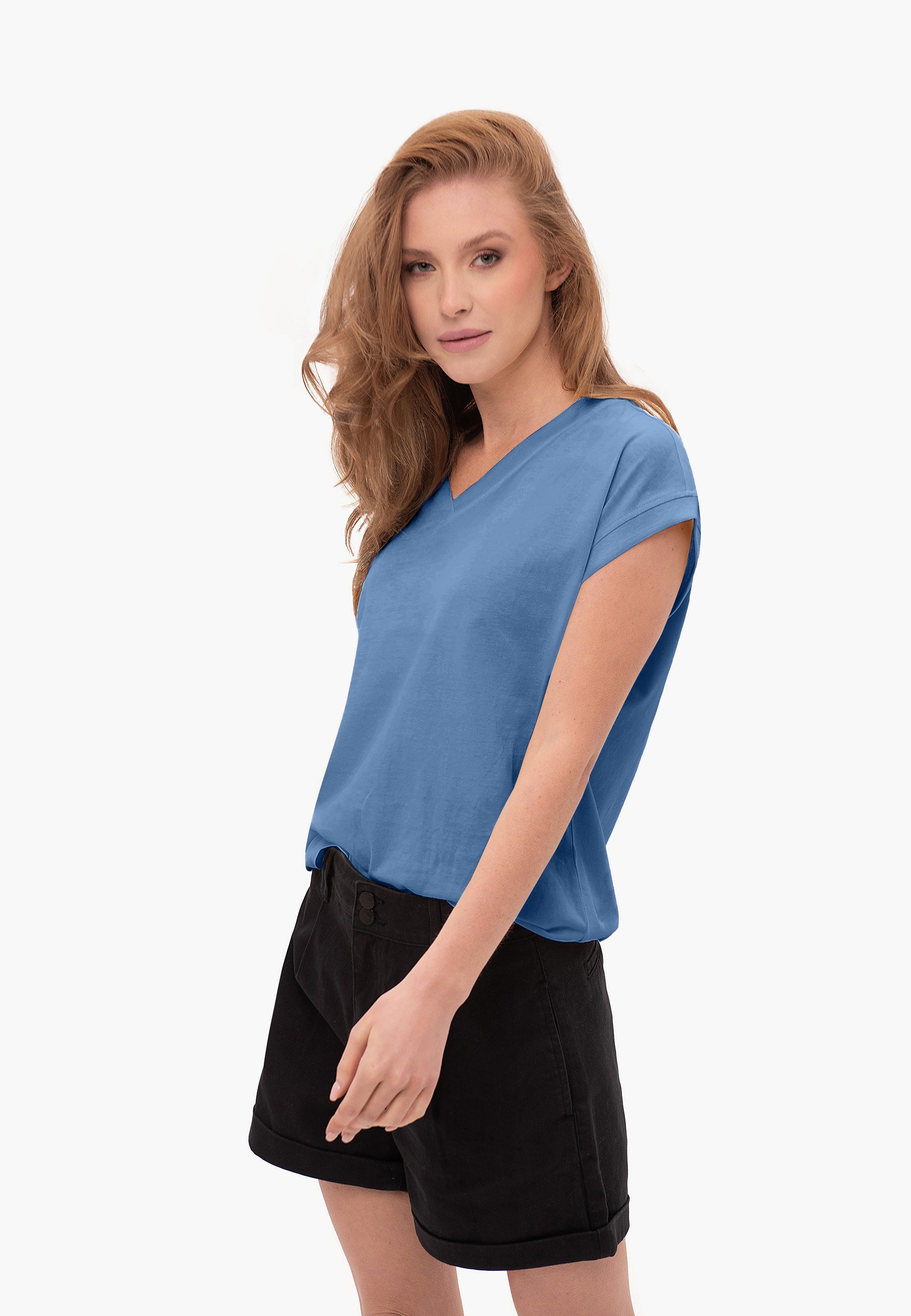 T-shirt z dekoltem V, Comfort Fit, T-SKY