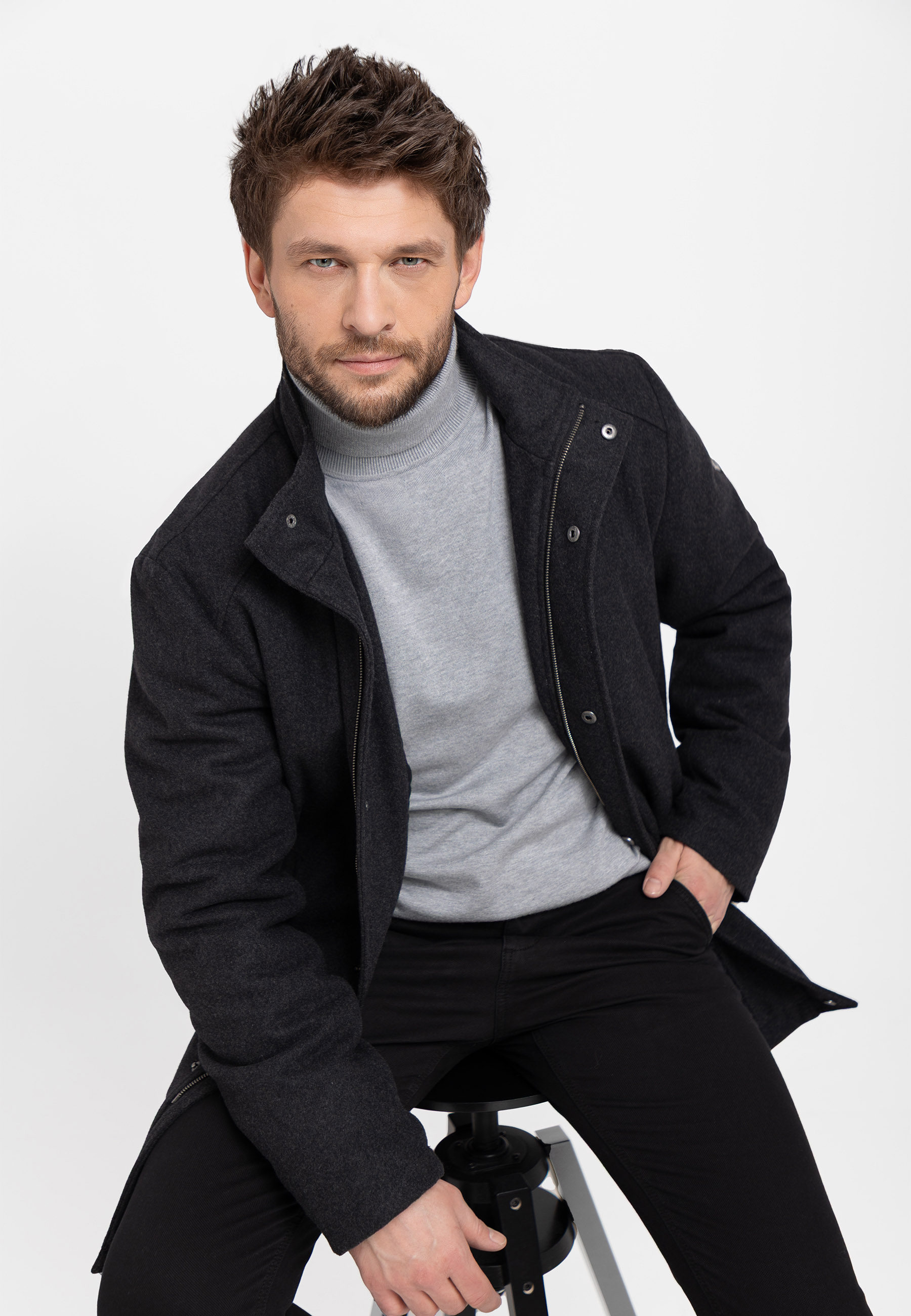 Płaszcz męski z wełną J-WELL