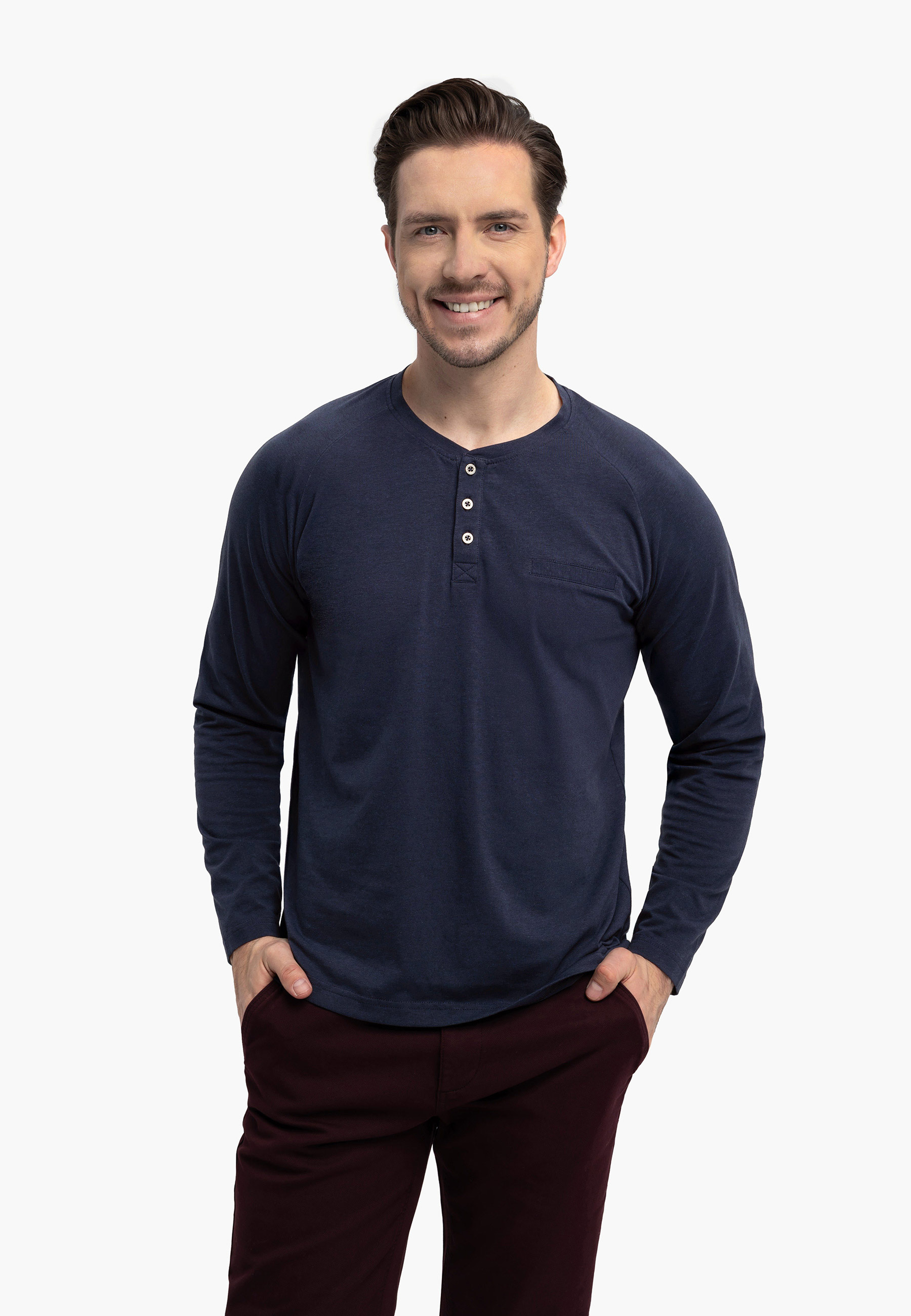 Longsleeve z dekoltem z guzikami L-CHARL