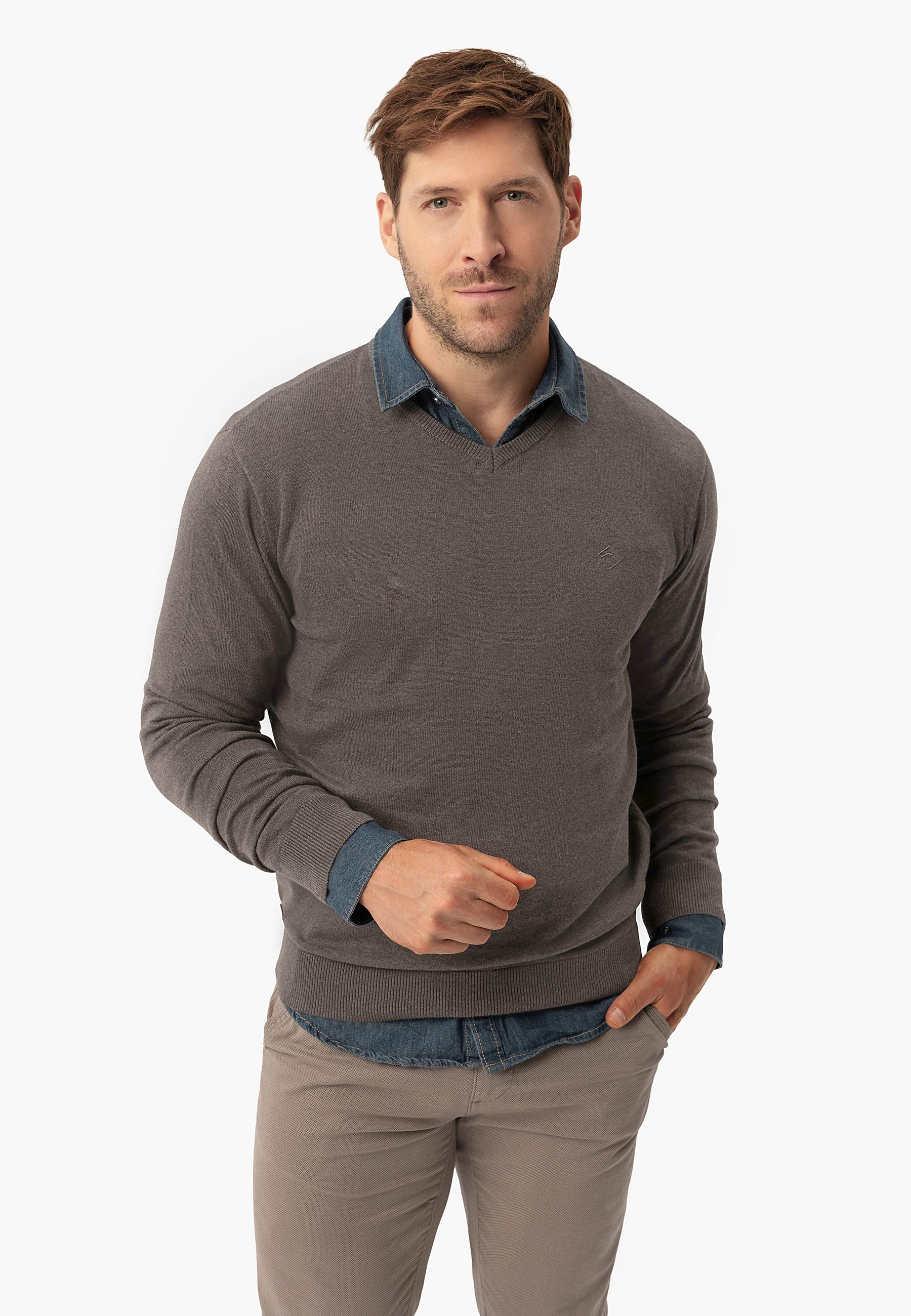 Sweter z dekoltem w serek S-STIG