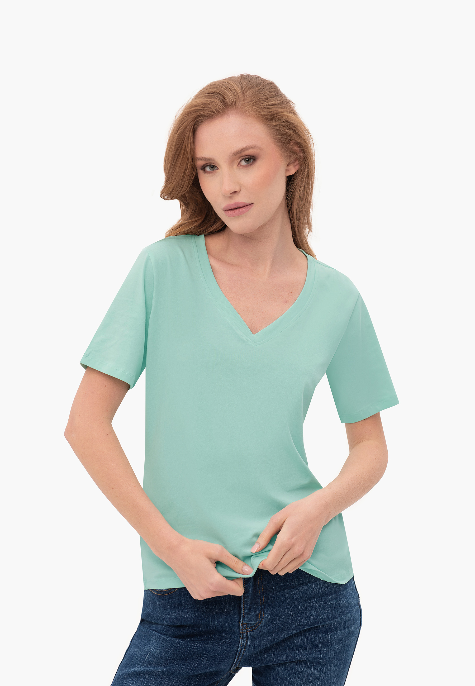 Koszulka z dekoltem w serek T-LEA