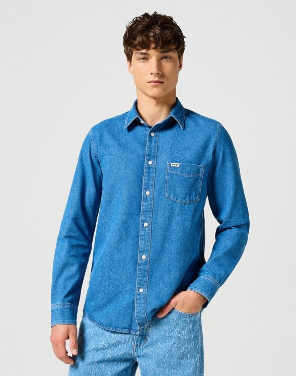 WRANGLER MĘSKA KOSZULA 1 PKT SHIRT MID STONE 112357191 W5X2014179