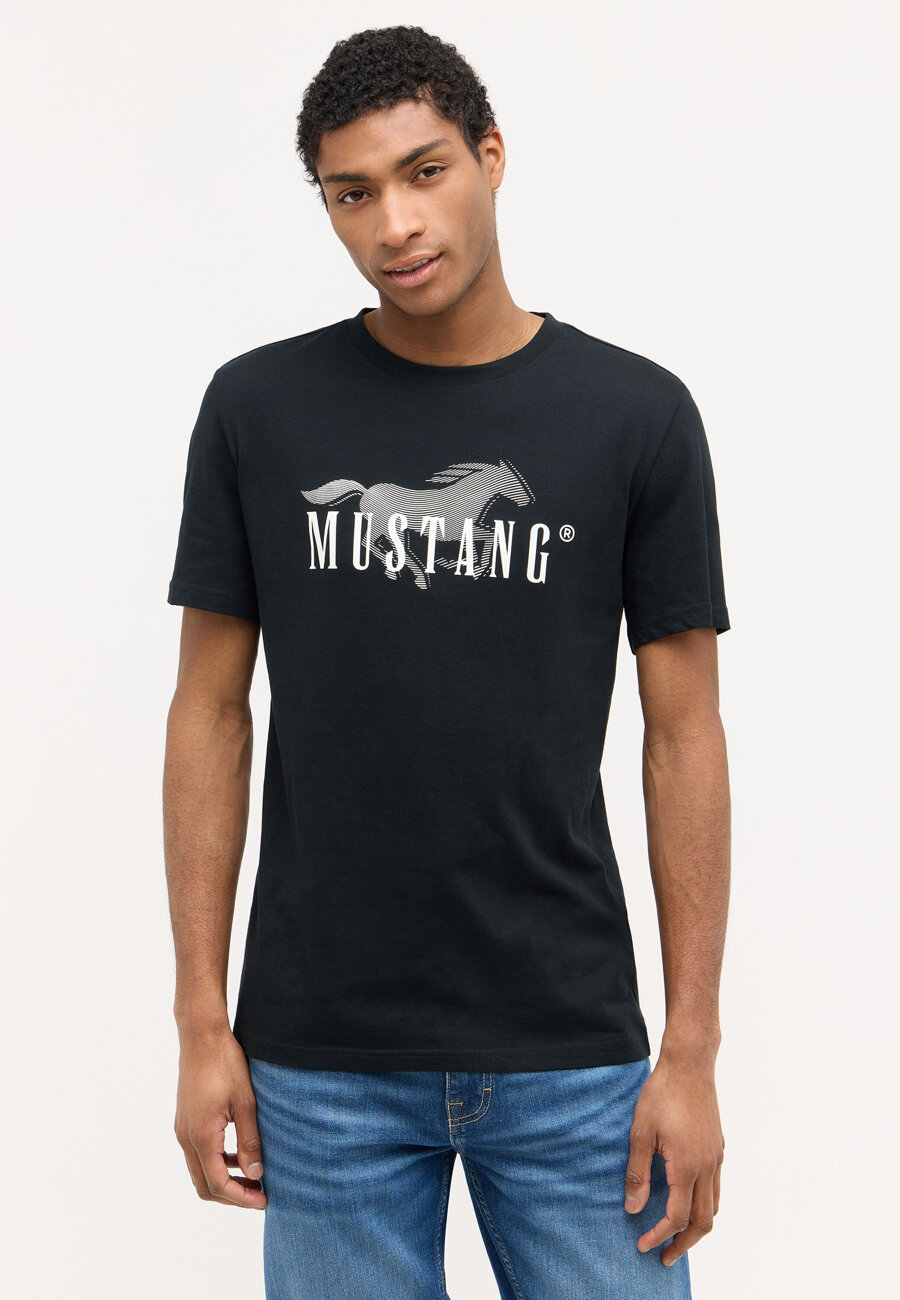 MUSTANG AUSTIN MĘSKI T-SHIRT KOSZULKA NADRUK BLACK 1014928 4142